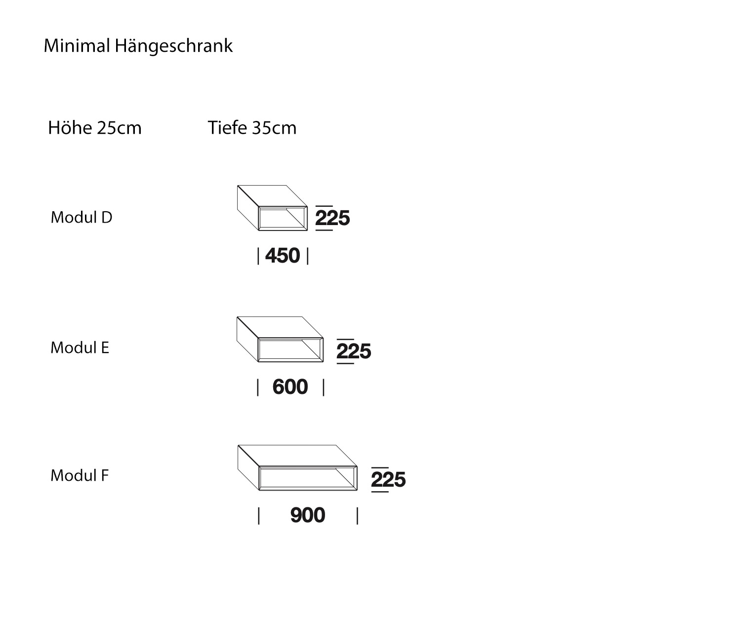 Minimal Designer Hängeschrank von Livitalia Skizze offen Größen Größenangaben 