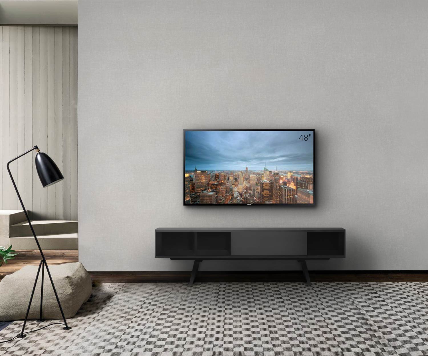 al2 e klipse 005 TV Designer Design Lowboard mit offenem Fach Schublade in Schwarz 