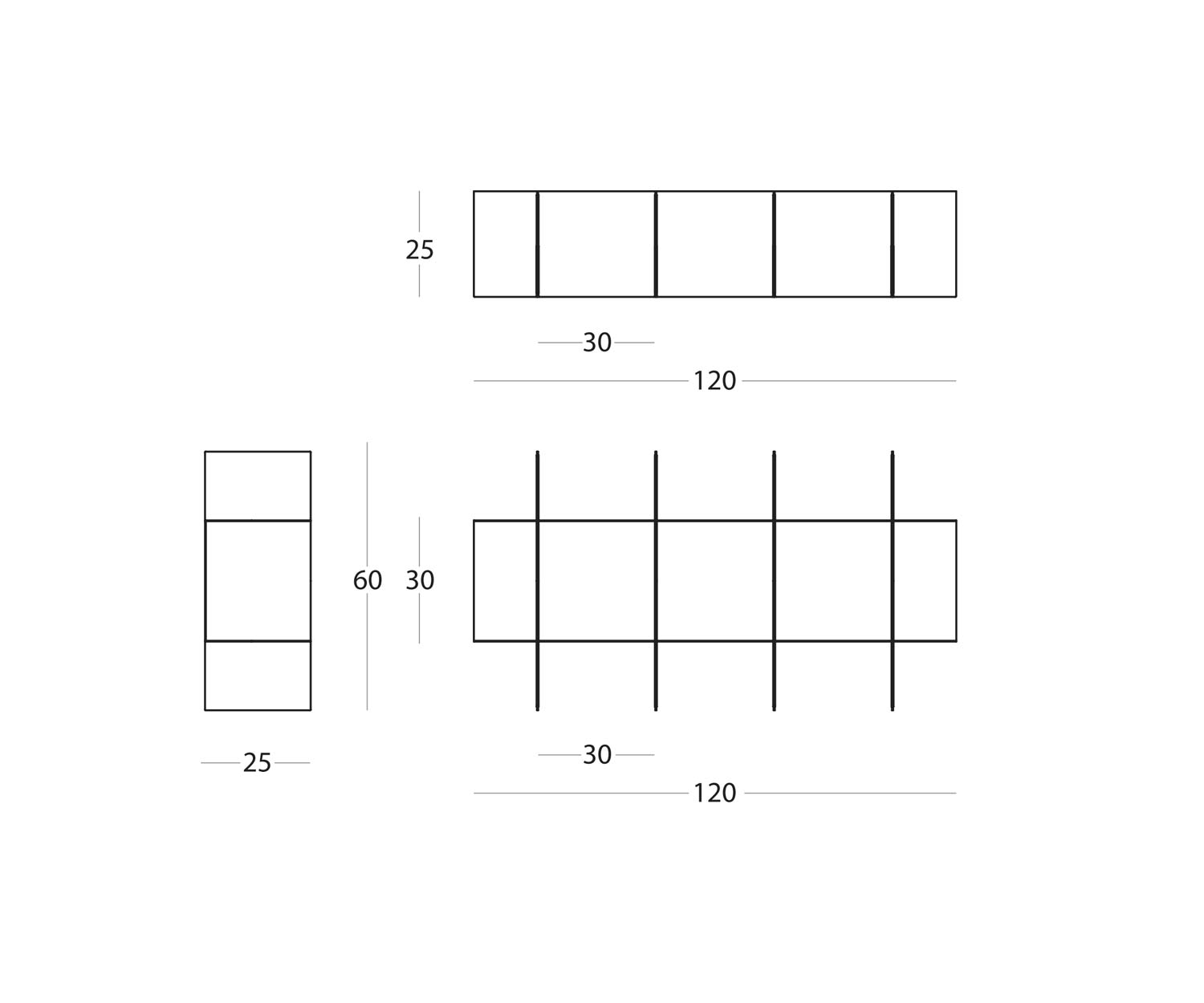 Innesto Bibliothèque pour le mur en métal Dimensions Dimensions