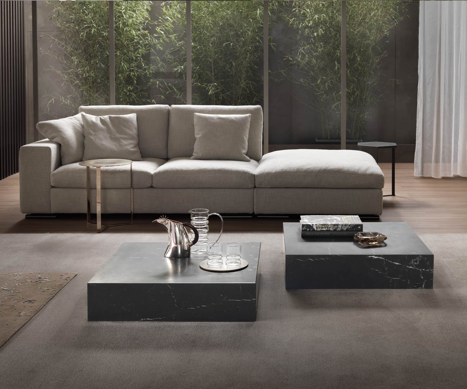 Exklusiver Marelli Design Couchtisch Thor ohne Sockel in Marquina Schwarz Marmor