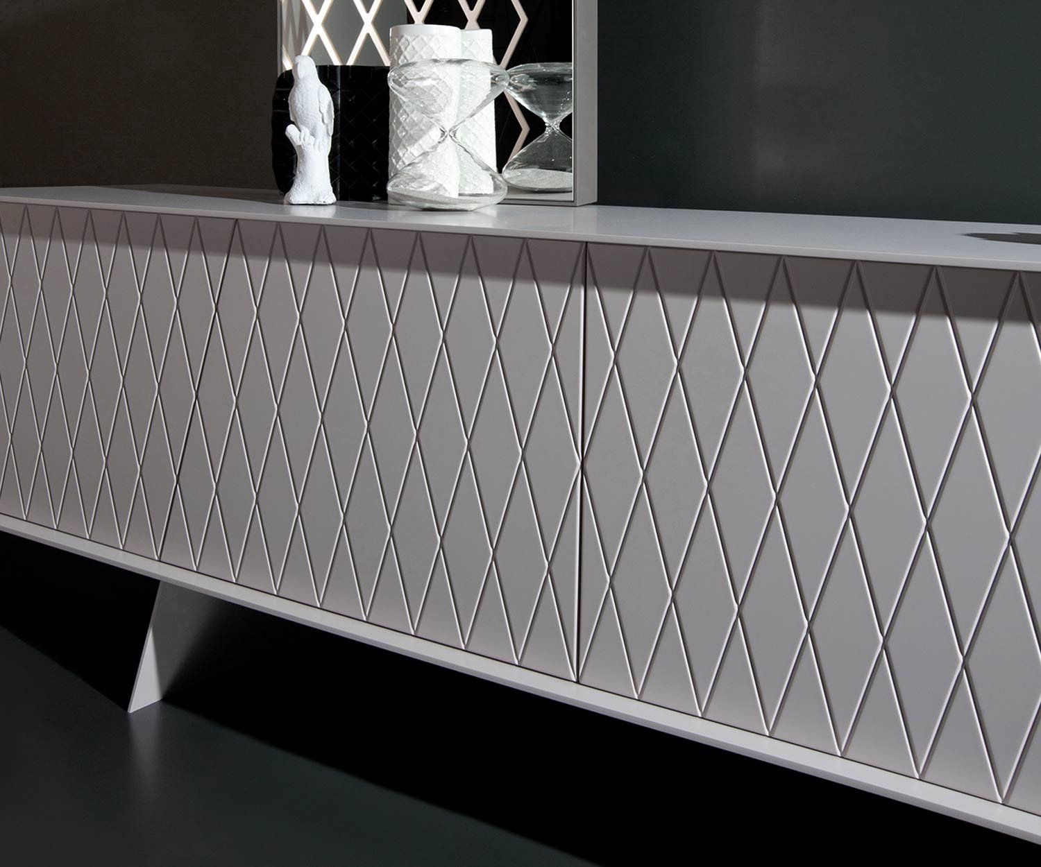 al2 e klipse 003 Design Sideboard in Weiß Matt mit Rautenmuster