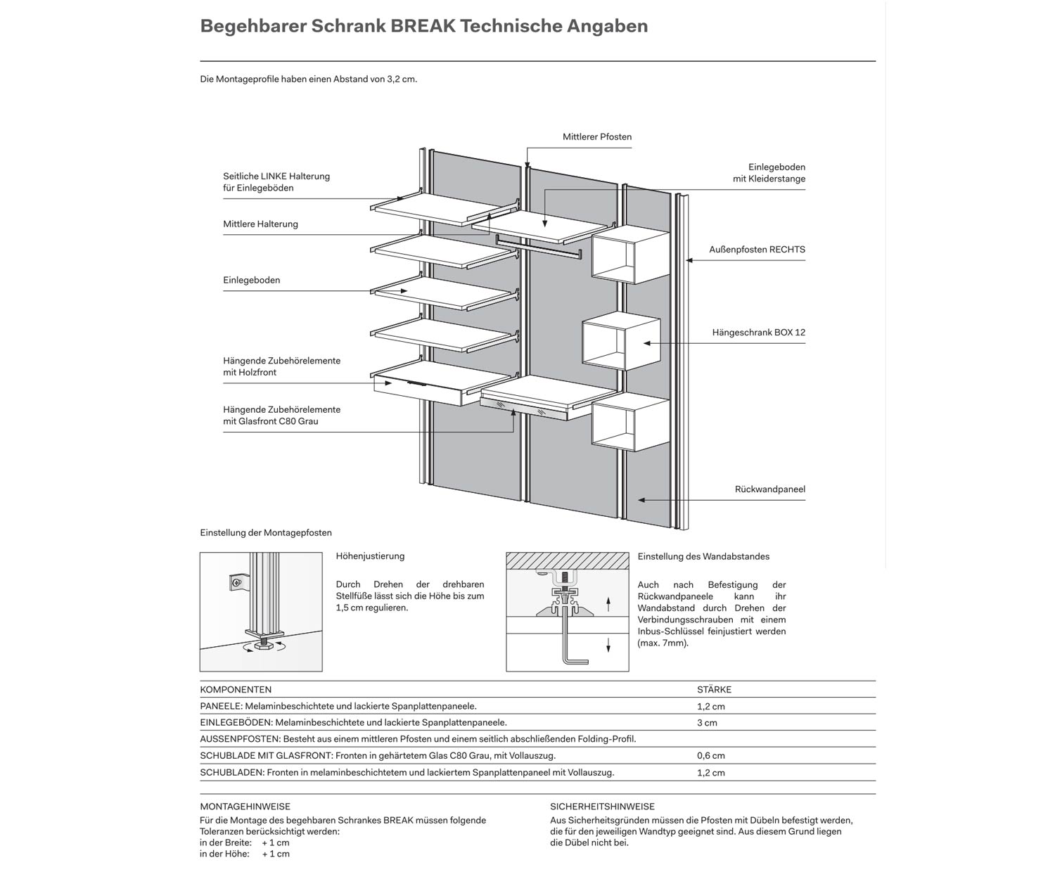 Begehbarer Kleiderschrank Break Technische Daten