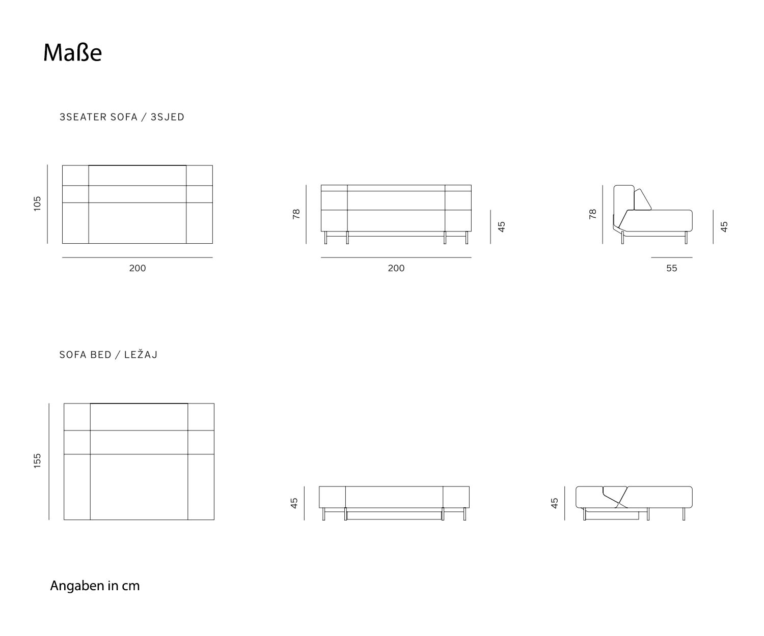 Prostoria Divano letto Pil low sketch dimensioni