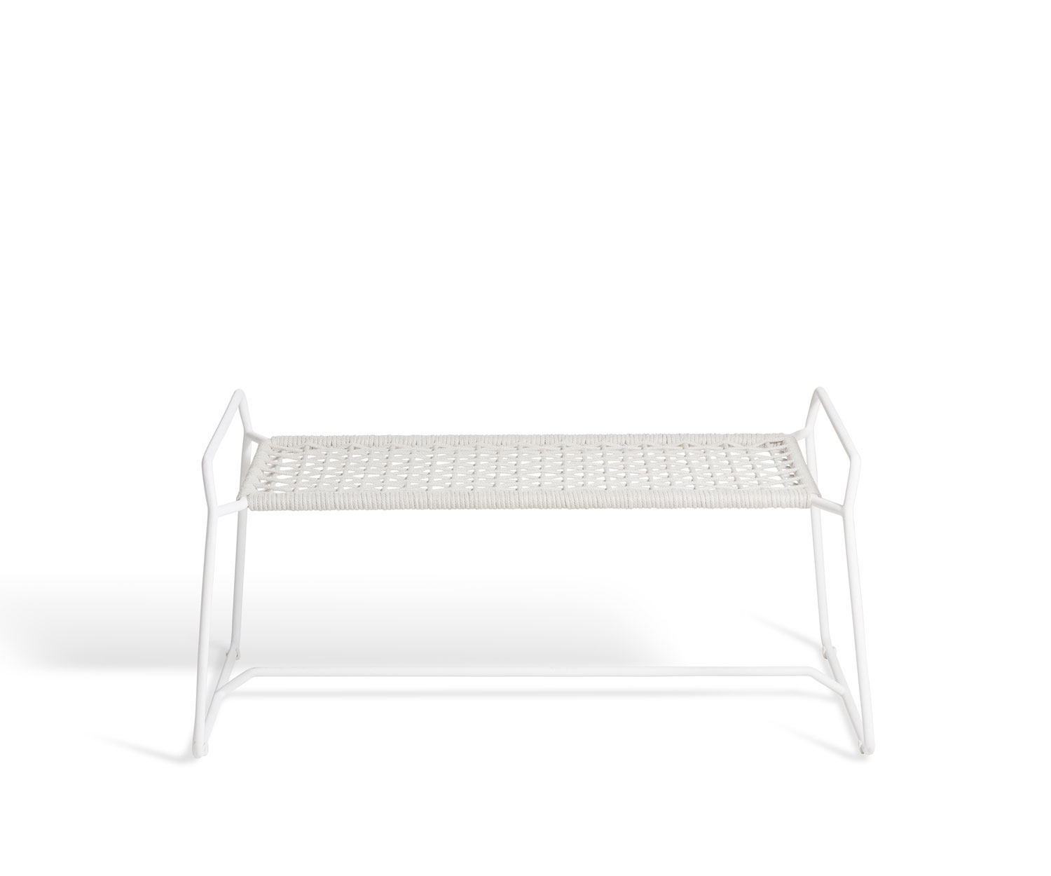 Oasiq Sandur Schnur Tabouret design avec coussin d'assise blanc sur cordelette blanche tressée