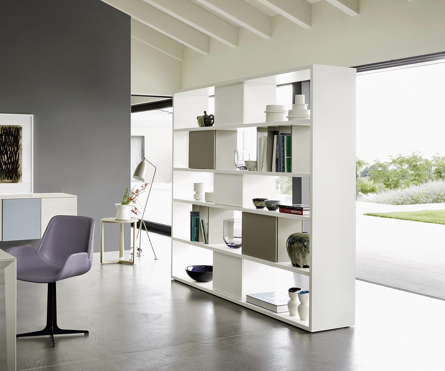 Exklusives Livitalia Design Standregal C92 Raumteiler Weiß 