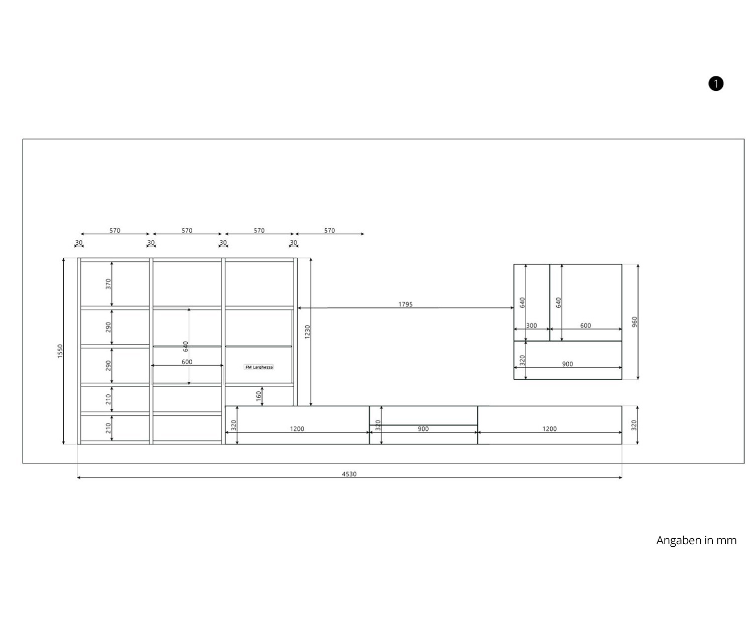 Exklusive Livitalia Design Wohnwand C96B in Weiß Matt Eiche Braun
