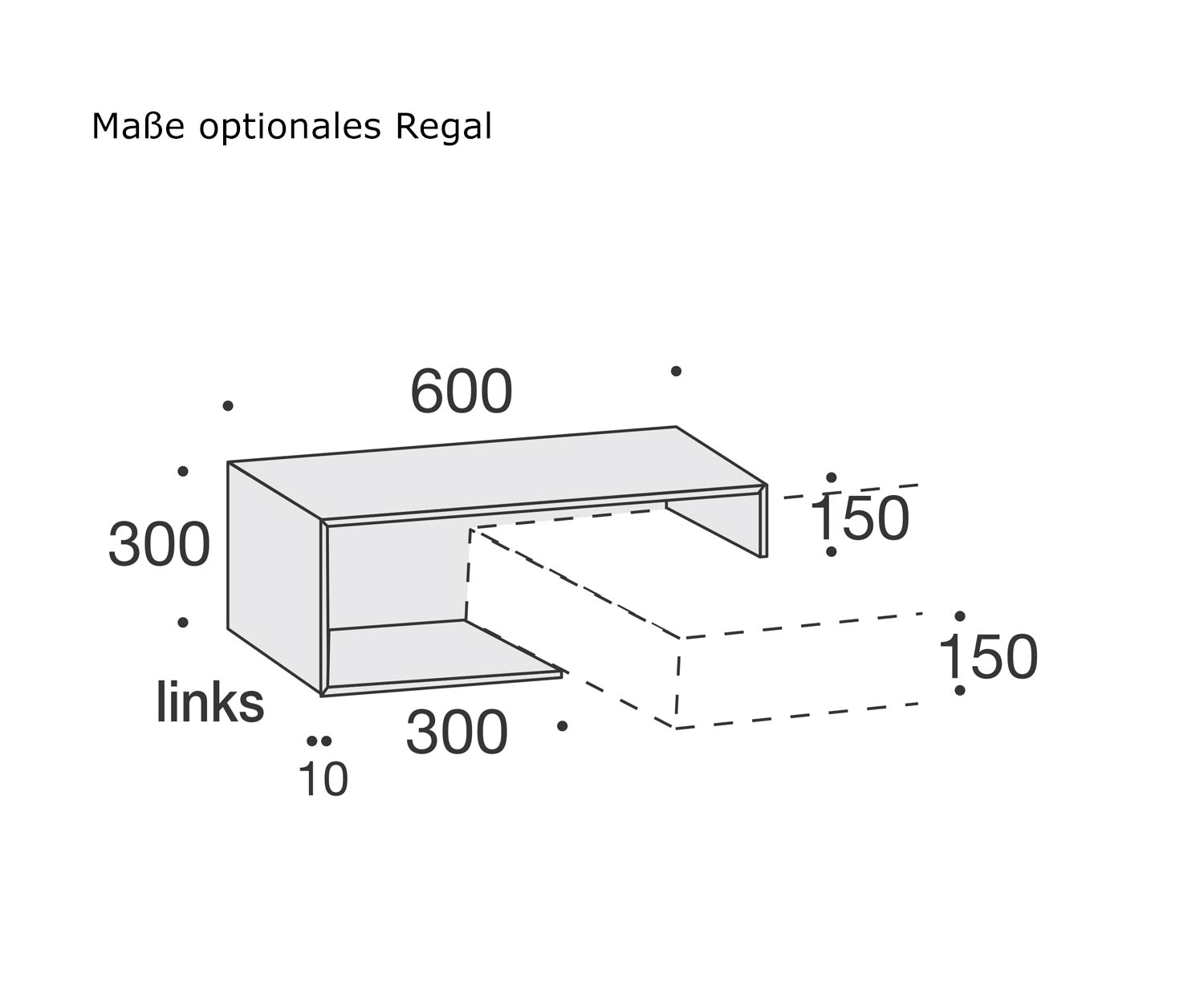Ecletto Design Nachttisch 1 optionales Regal
