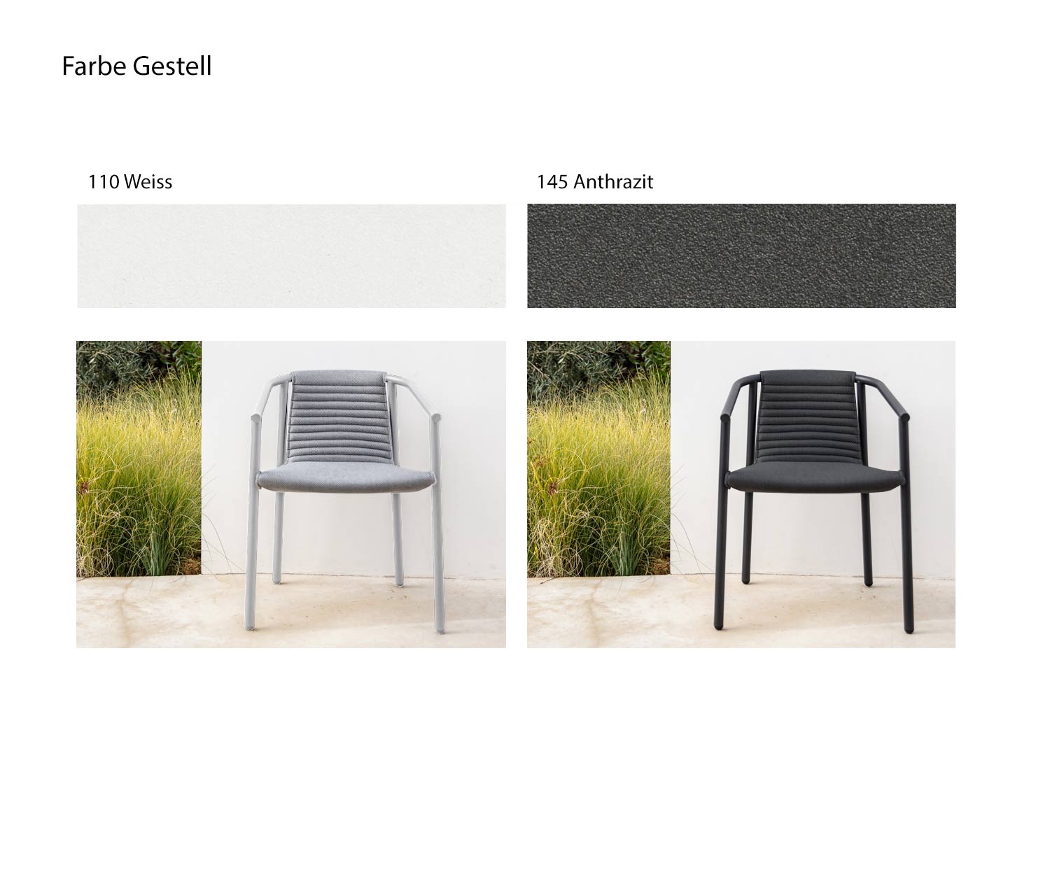 Todus Duct Round Design chaise à accoudoirs couleur châssis blanc anthracite