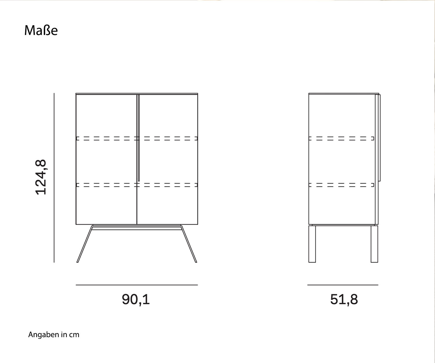 Novamobili Highboard Cleo sketch Dimensions Sizes