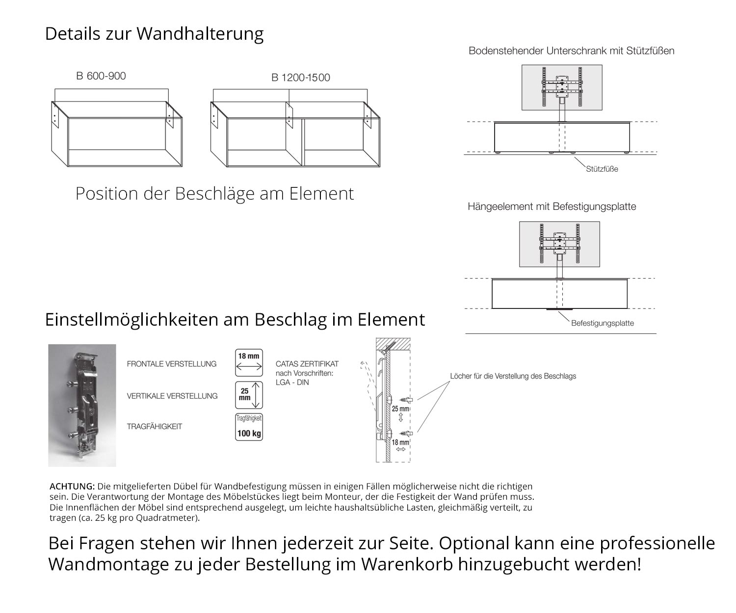 Livitalia Vesa Design Lowboard Konfigurator Wandhalterung Montagehinweis