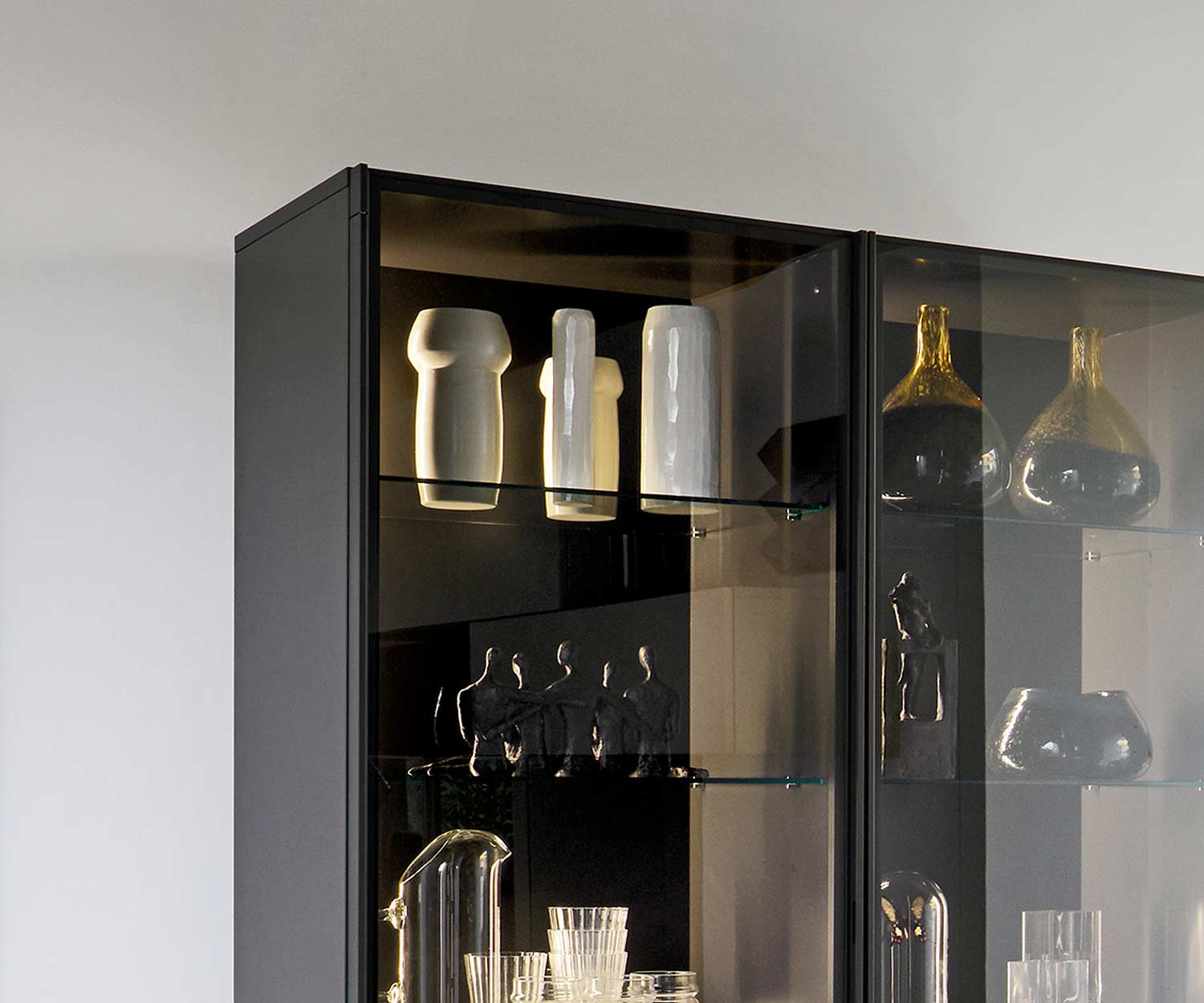 Livitalia Scrigno Design vitrine en verre teinté brun
