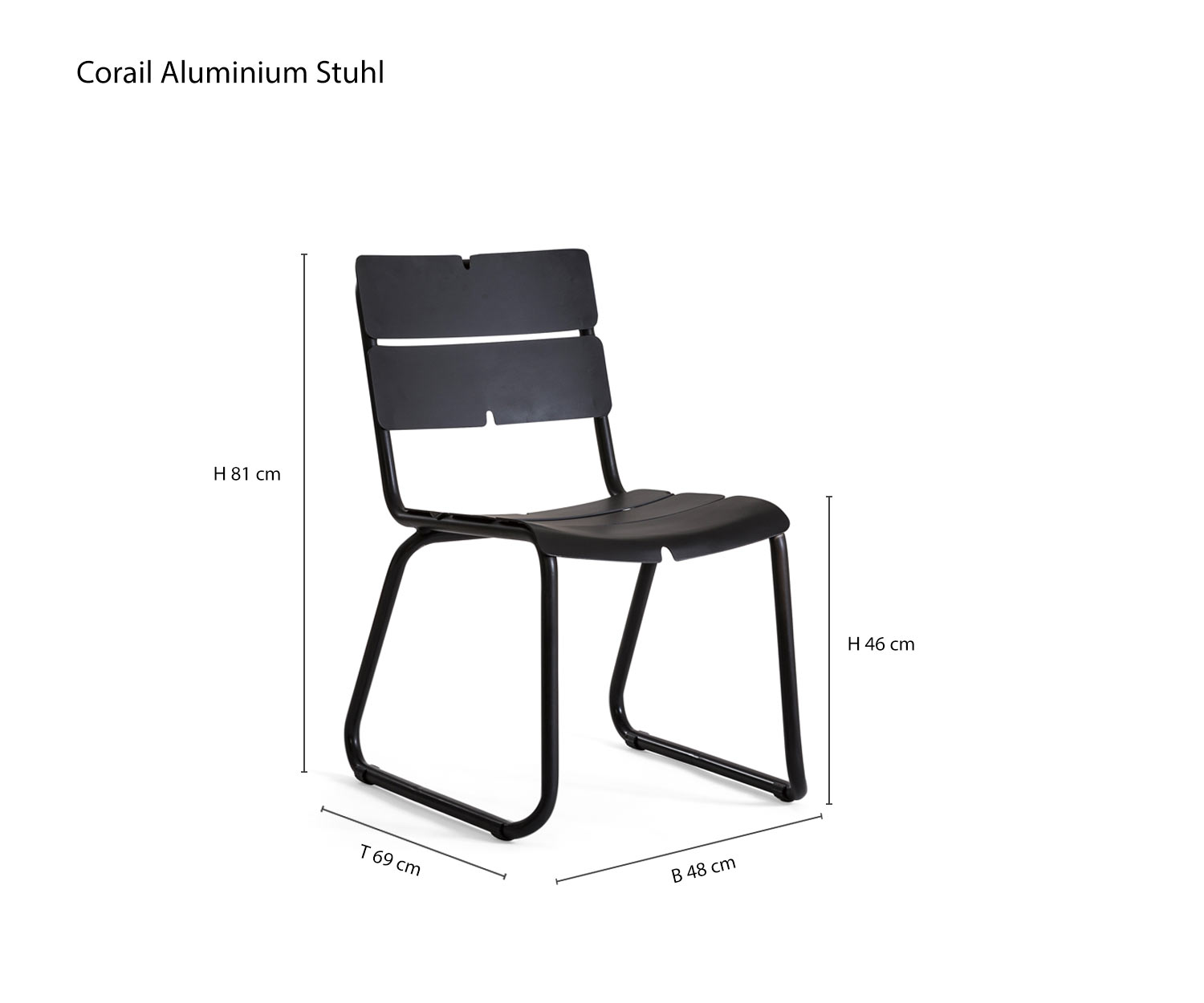 Design balkonstoel Corail van Oasiq Maten Schets Afmetingen