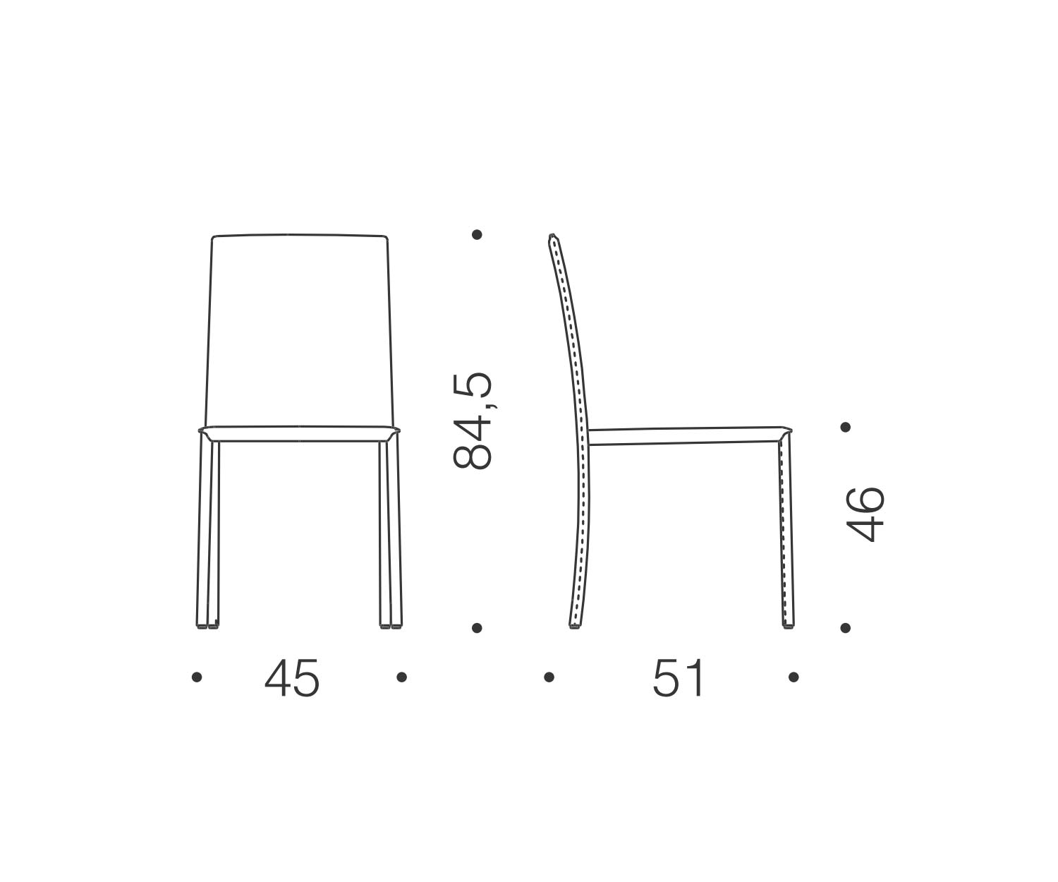 Ozzio Design stoel Lunette afmetingen