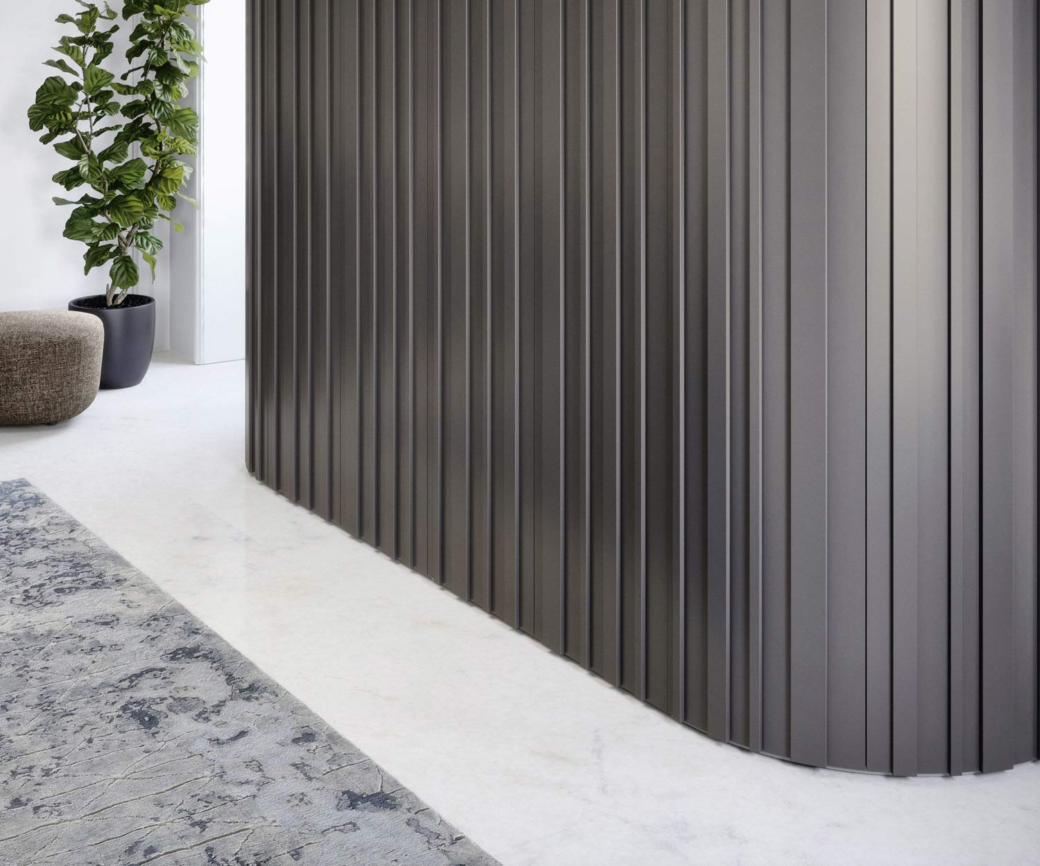 Design kledingkast Alfa Curvo geen hoeken hout donker rustiek