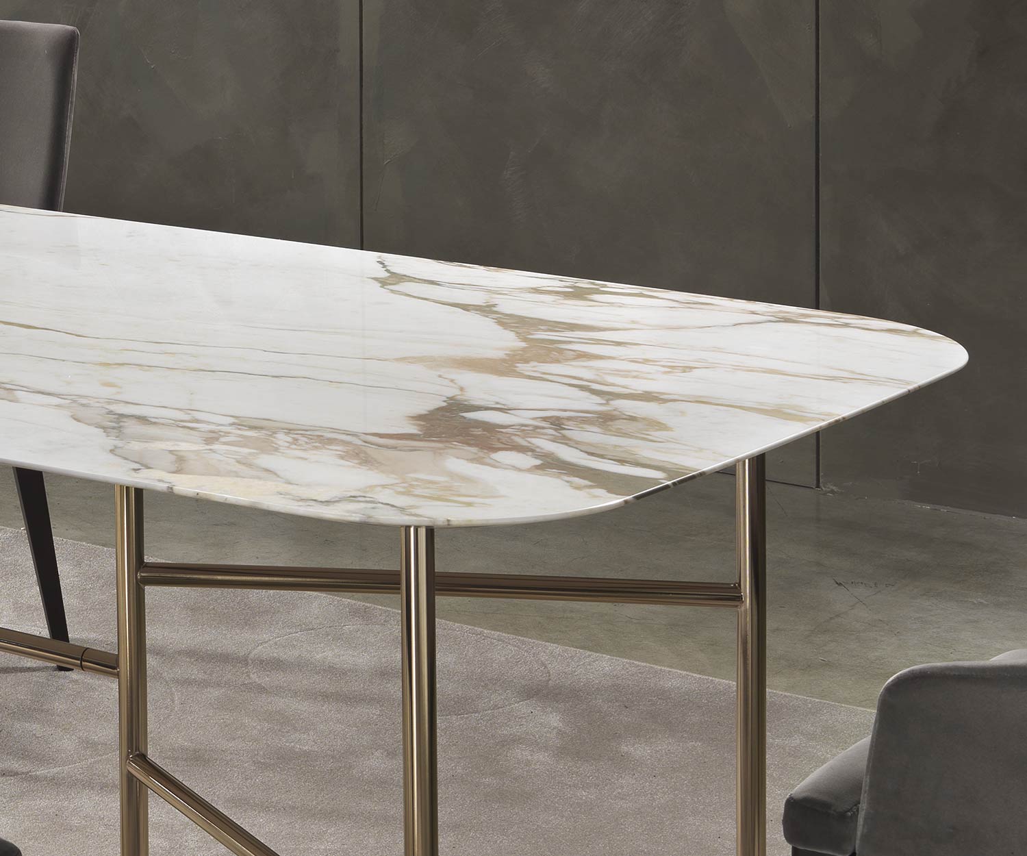Edler Marelli Kyoto Design Esstisch Calacatta Marmor Tischplatte Panorama Ansicht