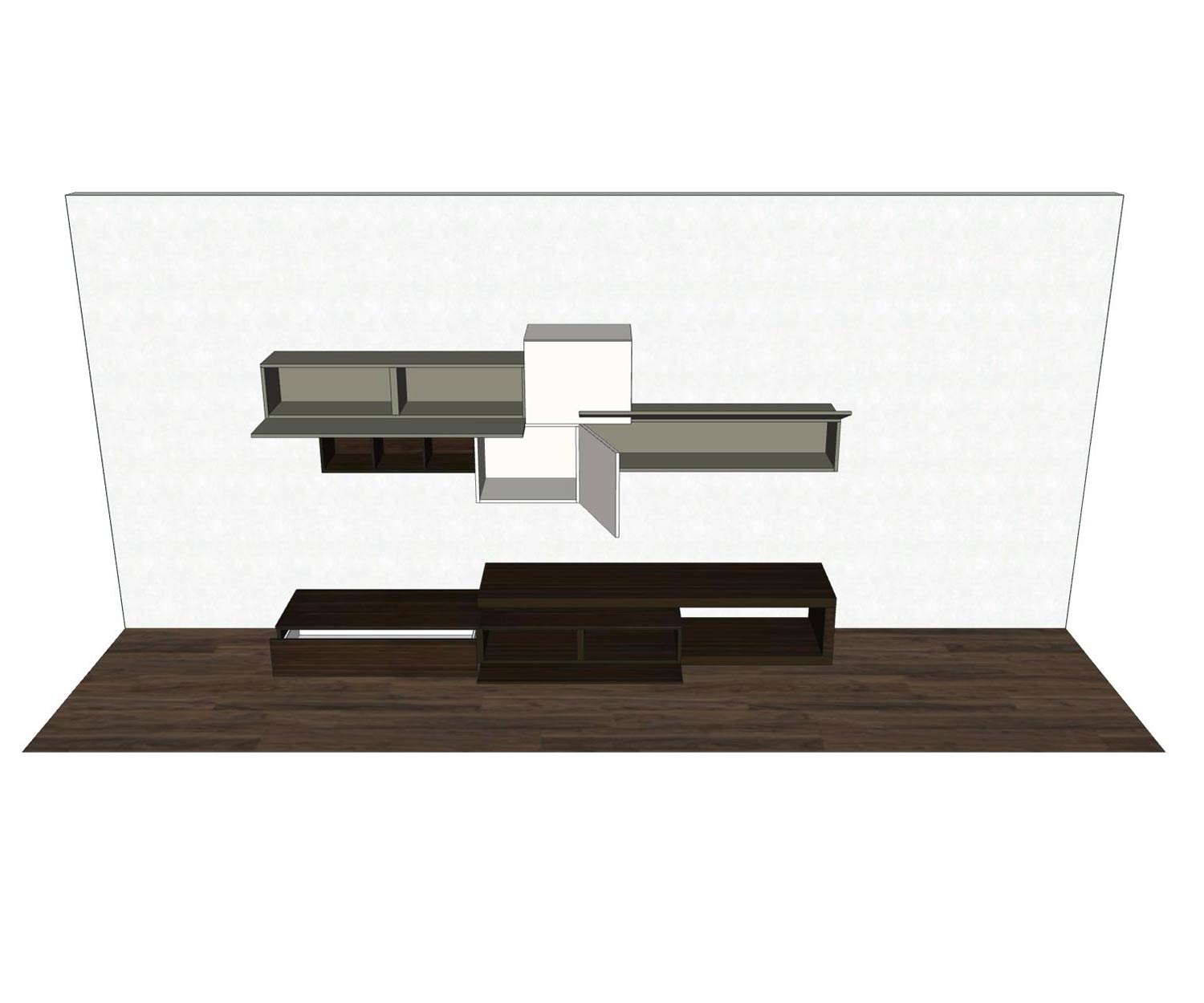 Exklusive Livitalia Design Wohnwand C31 mit schwebenden TV Board und Hängeschränken