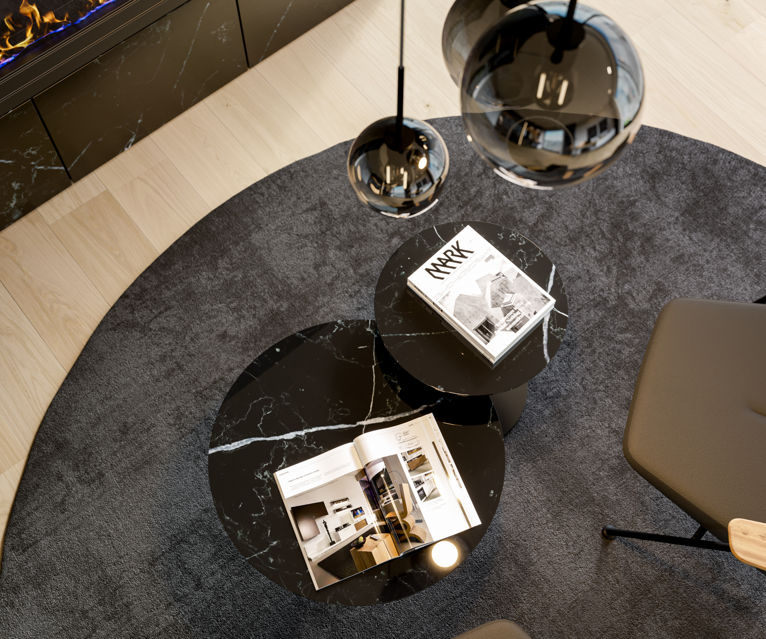 Tavolino in marmo Break Marquina