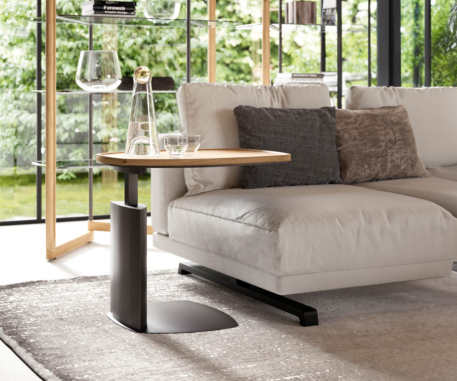 Design Nachttisch Beistelltisch aus Metall hoehenverstellbar