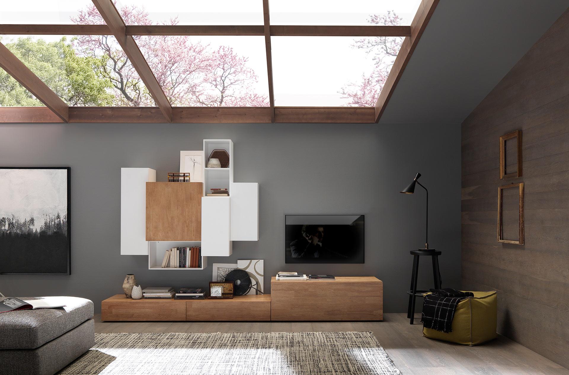 Design Massivholzm&ouml;bel Wohnwand