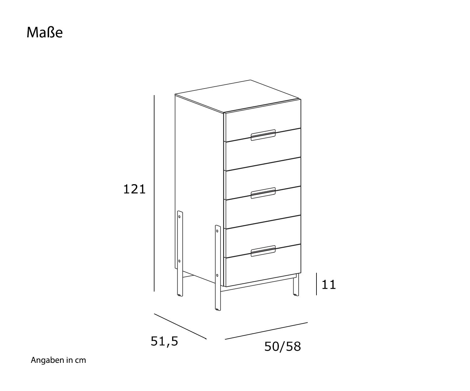Novamobili Cassettiera alta Float Schizzo Dimensioni Dimensioni