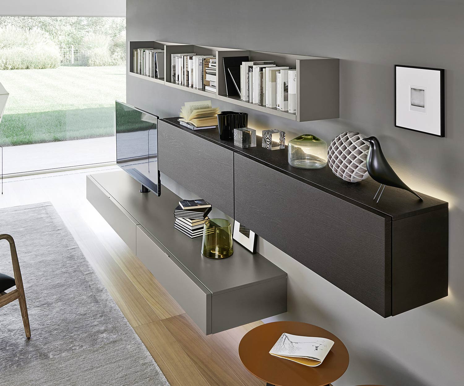 Livitalia Meuble-paroi design C60 de haute qualité avec éclairage LED