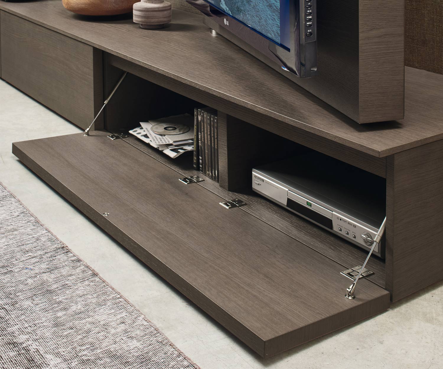 Exklusives Livitalia Vision Design Lowboard mit 90° schwenkbarem TV Paneel