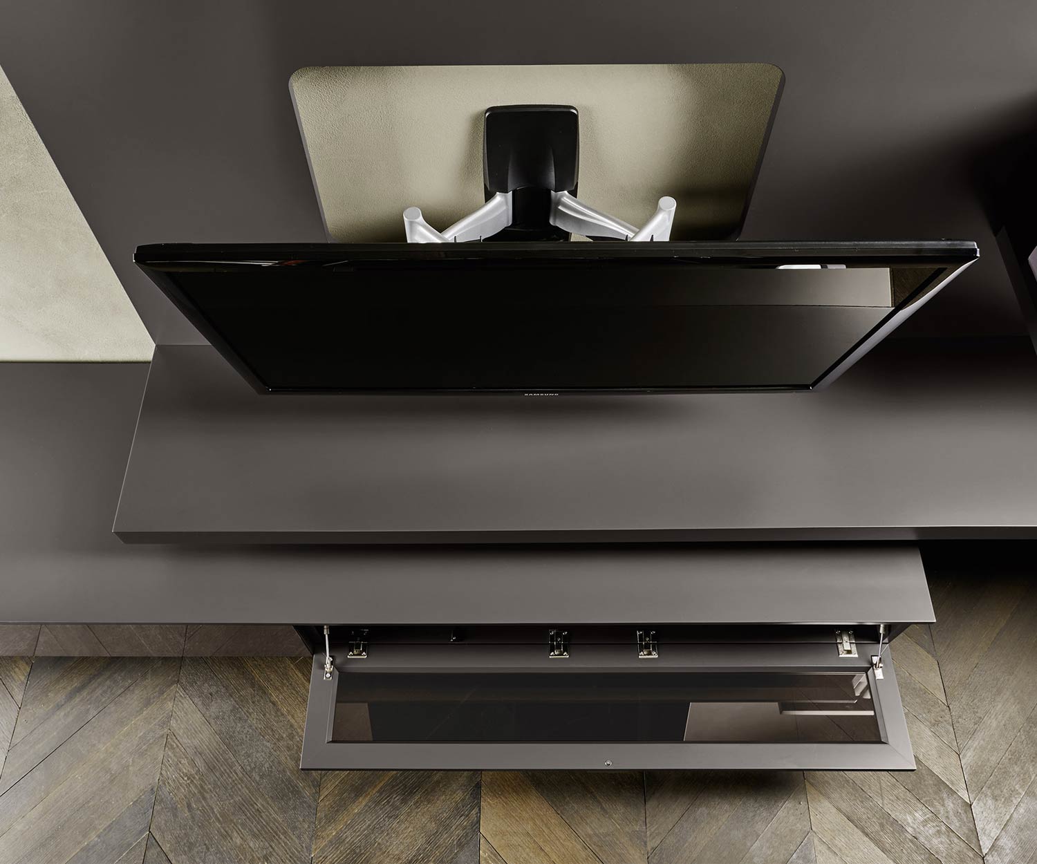 Exklusive Livitalia Design Wohnwand C54 in Braun Matt lackiert 