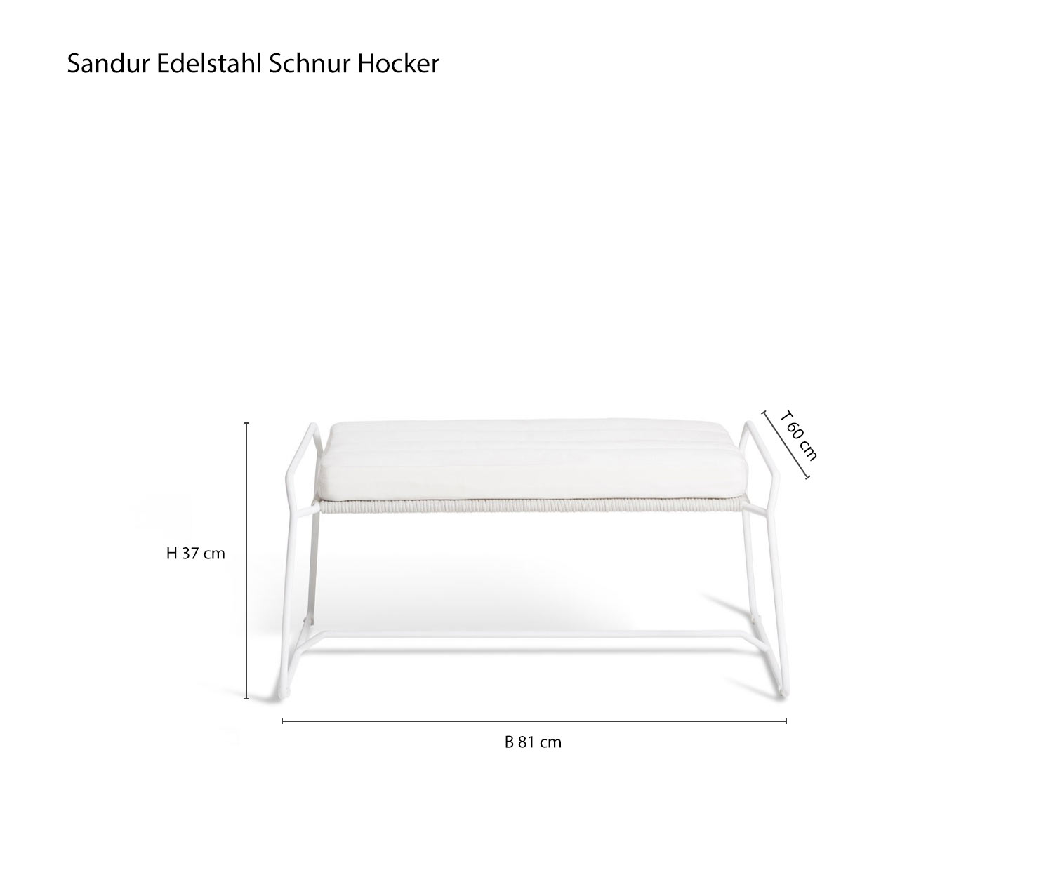 Confortable tabouret de designer Sandur de Oasiq Taille Mesures Dimension Esquisse