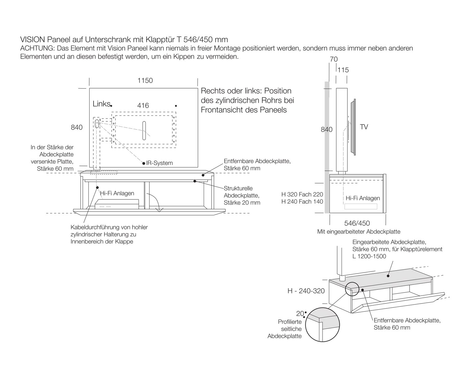 Livitalia Ontwerp Lowboard Vision-technologie Afmetingen