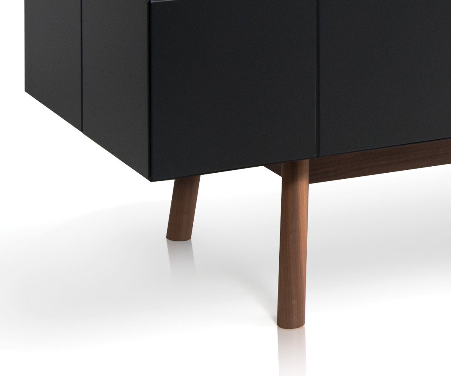 al2 Design Lowboard MOS I KO 005 B en noir en détail Pieds en bois massif