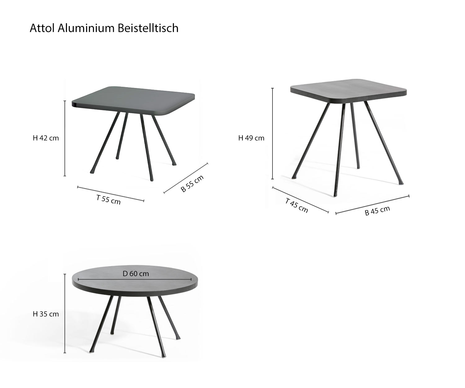 Tavolino di design Attol di Oasiq Schizzo Dimensioni Dimensioni Dimensioni