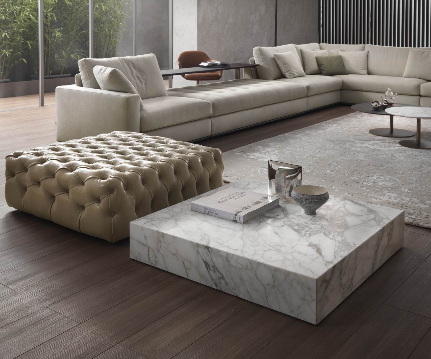 Exklusiver Marelli Design Couchtisch Thor ohne Sockel in Marquina Schwarz Marmor