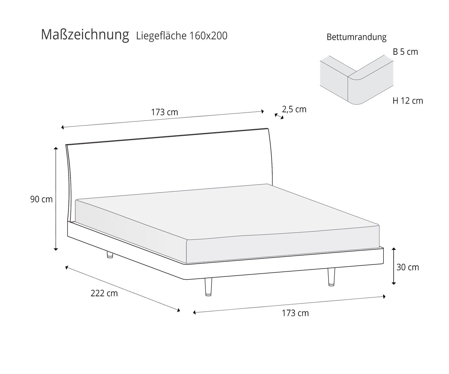 Hochwertiges Design Novamobili Bett Bend Ulme Dunkel