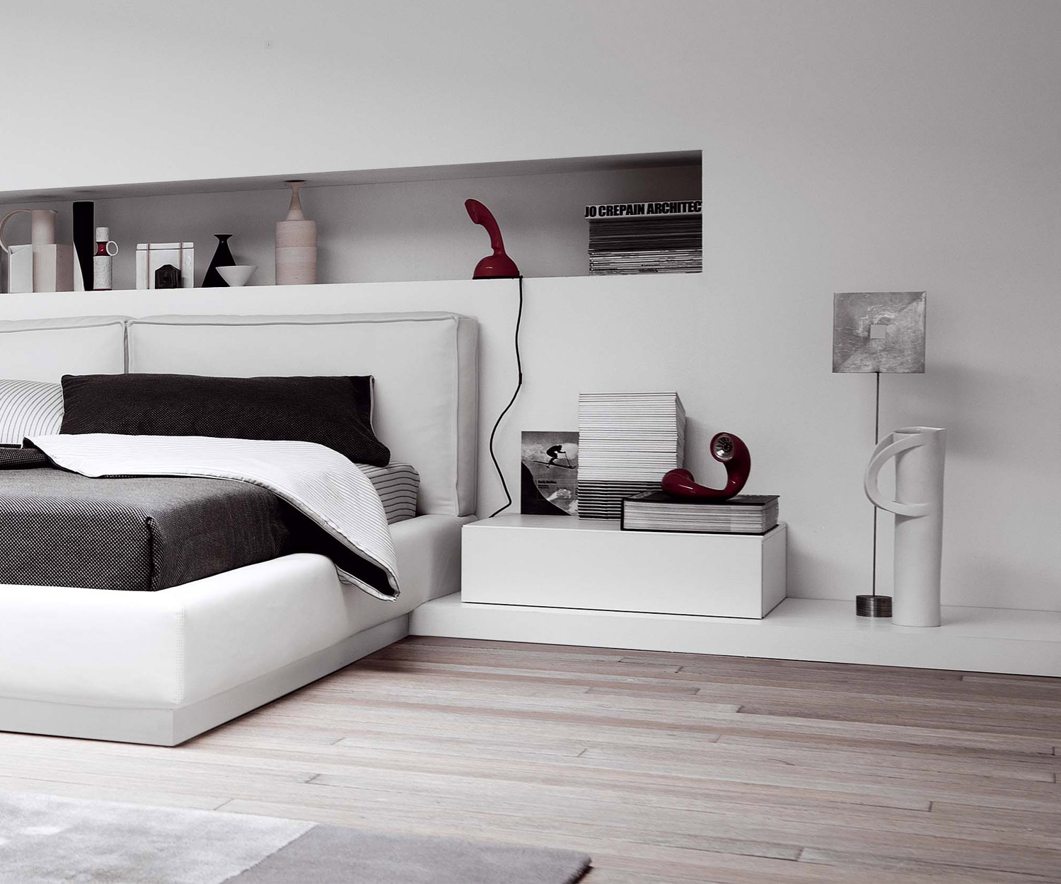 Novamobili Nachttisch Easy 1 Schublade Weiss auf Sockel
