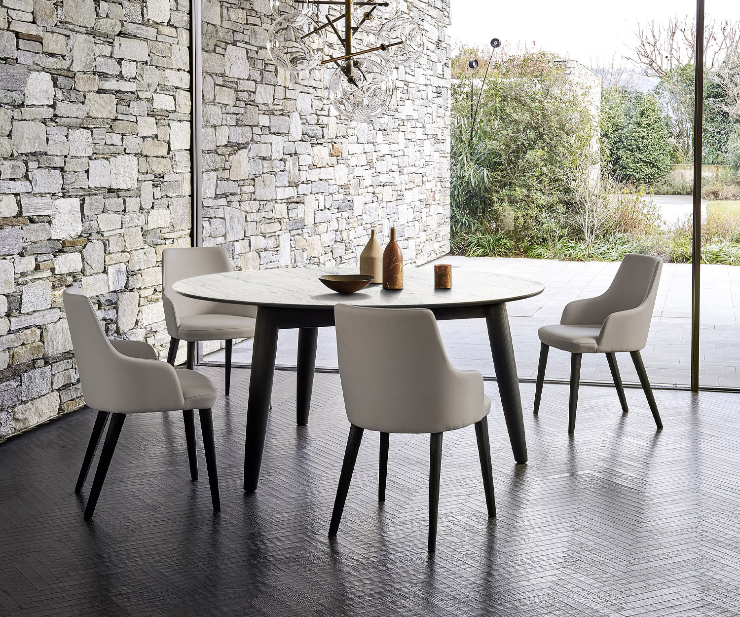 Exklusiver Livitalia Convivio Design Esstisch Keramik Platte Eschen Holz