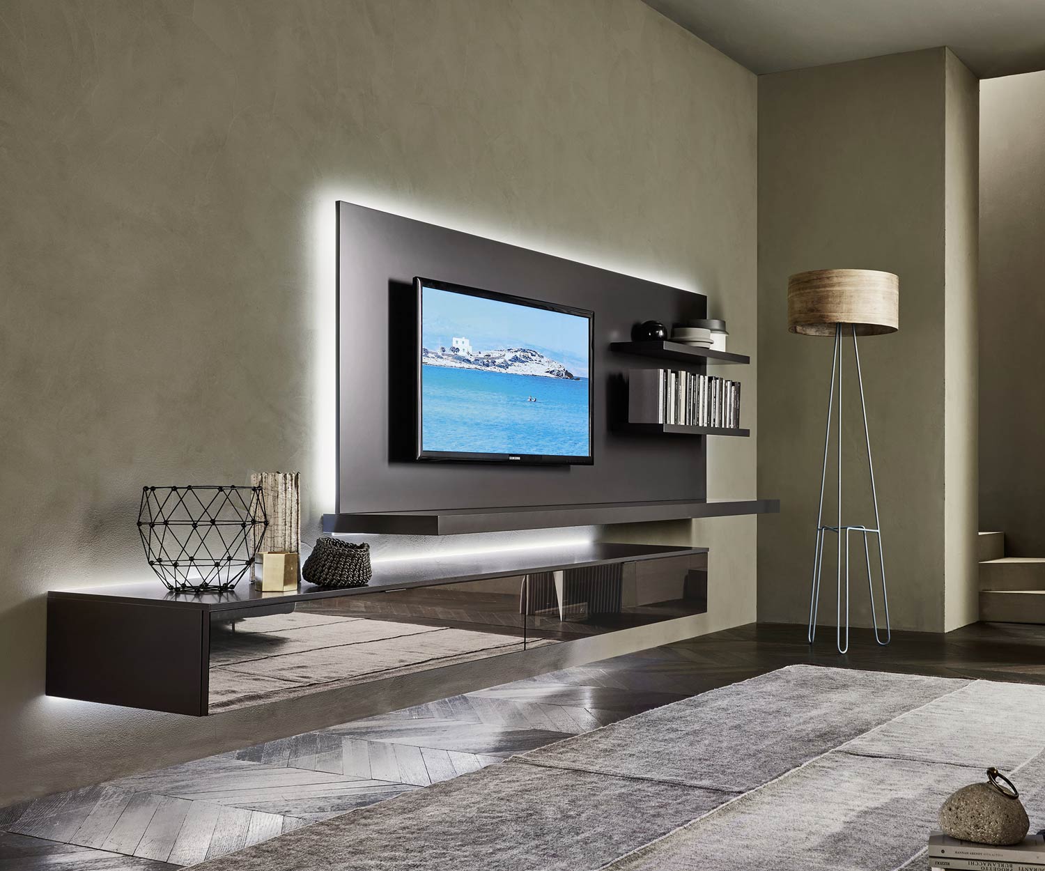 Livitalia Design wandmeubel C54 met LED-achtergrondverlichting