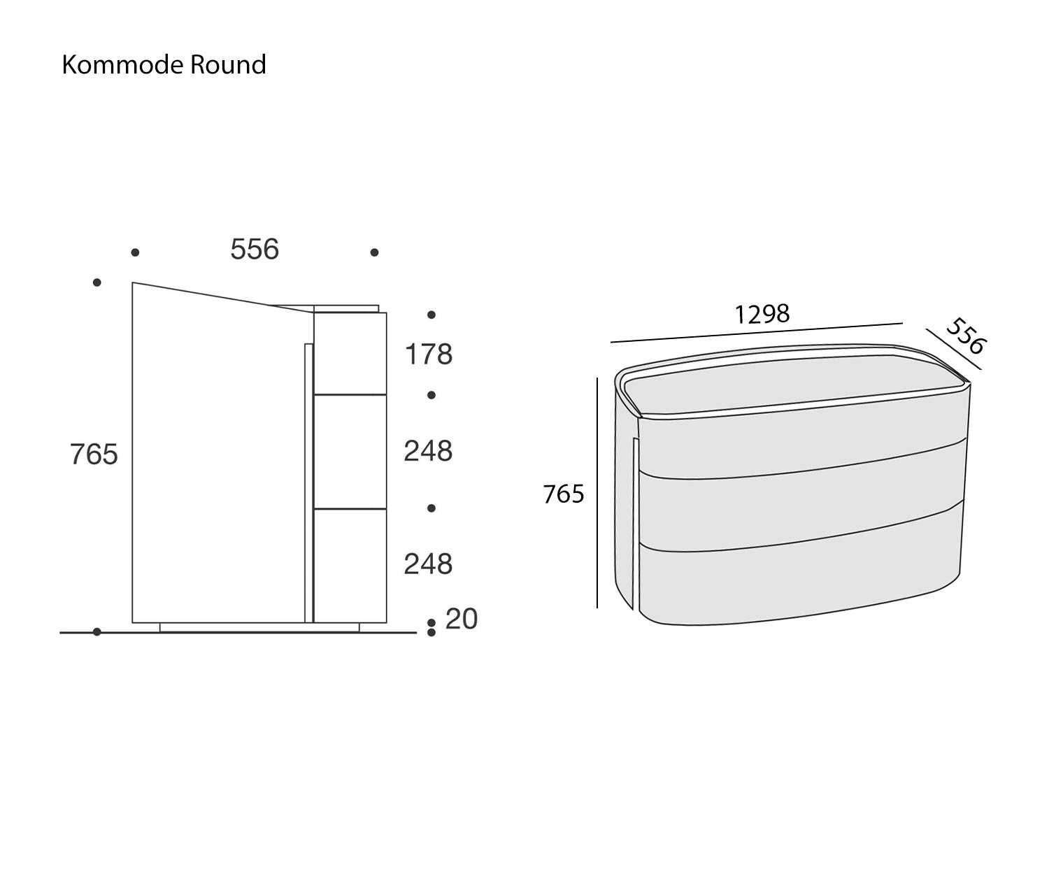 Livitalia Design chest of drawers Round Dimensions Sizes Sizes sketch