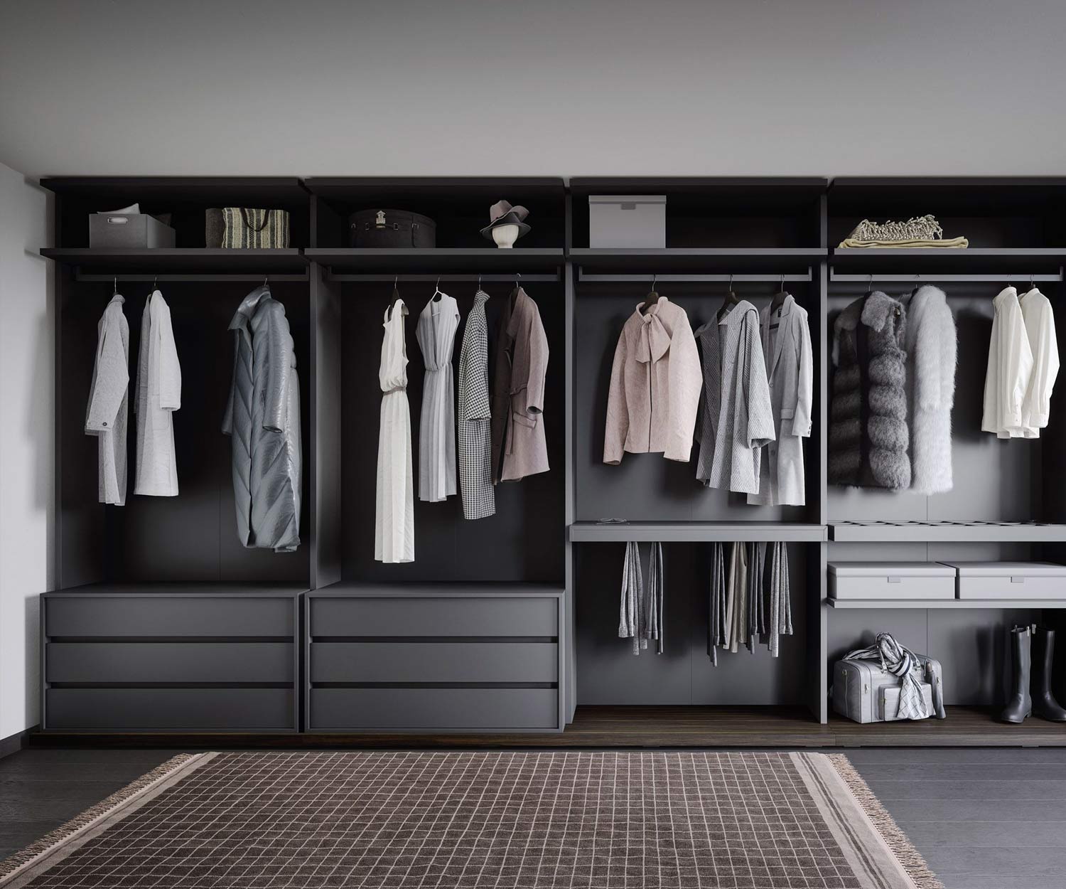 Design Ankleide Kleiderschrank Dunkelgrau Matt Novamobili Benn