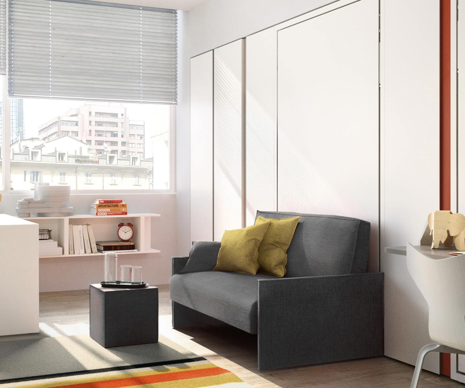 Children's foldaway bed with dining table less space when folded away