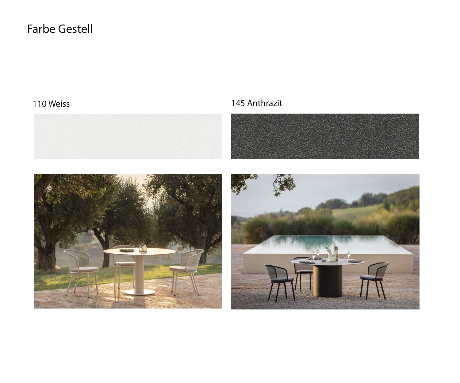 Farbe Gestell Design Tisch Branta Weiß Anthrazit