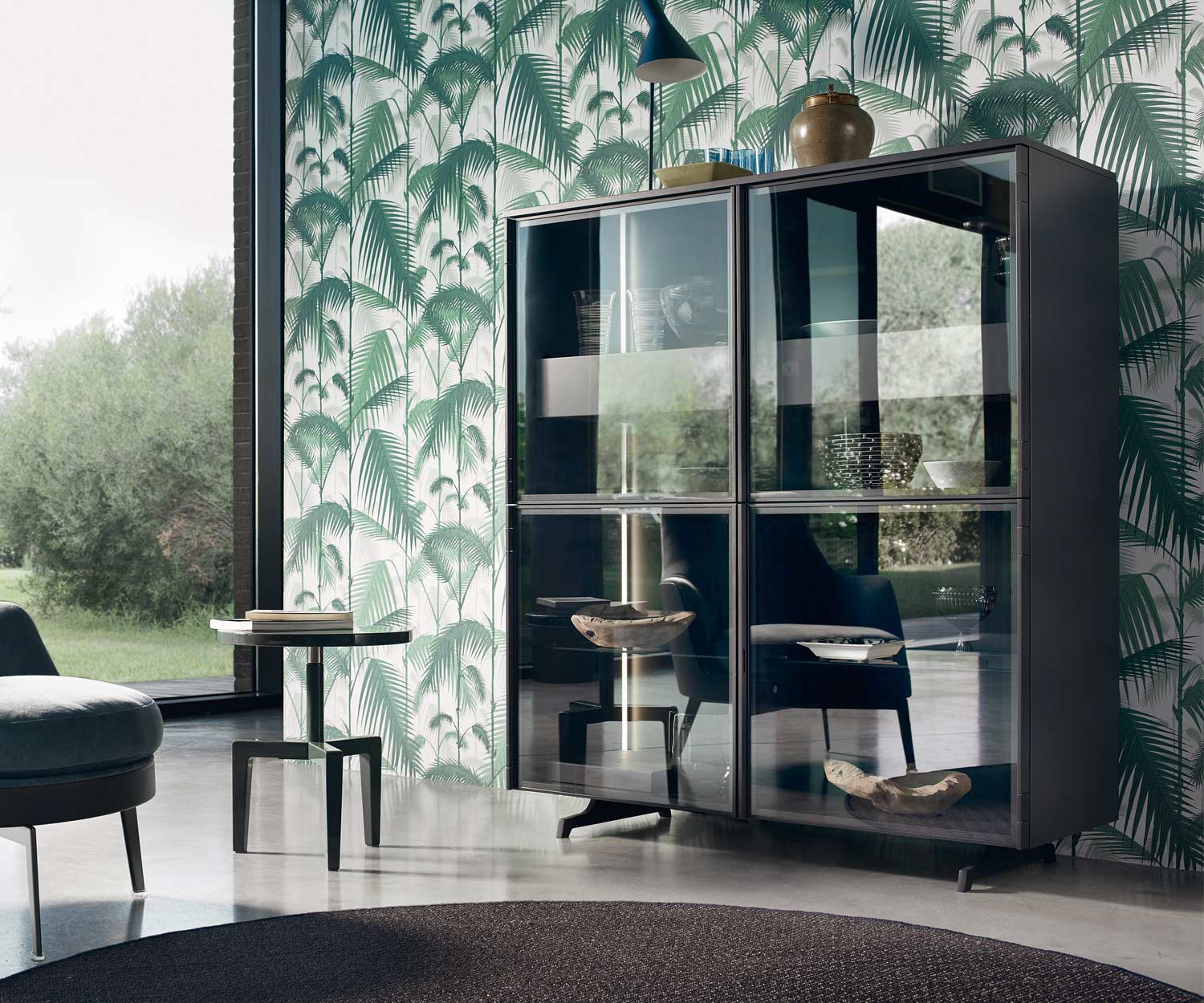Moderne Livitalia Scrigno Design vitrine en verre transparent