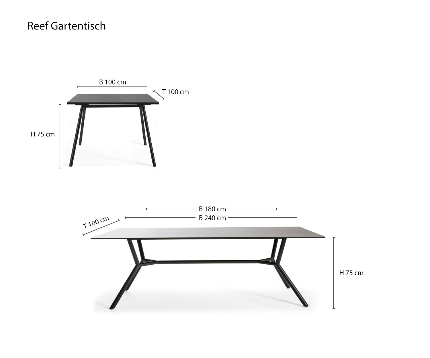 Oasiq Reef Garten Designer Table à manger Esquisse Dimensions Dimensions