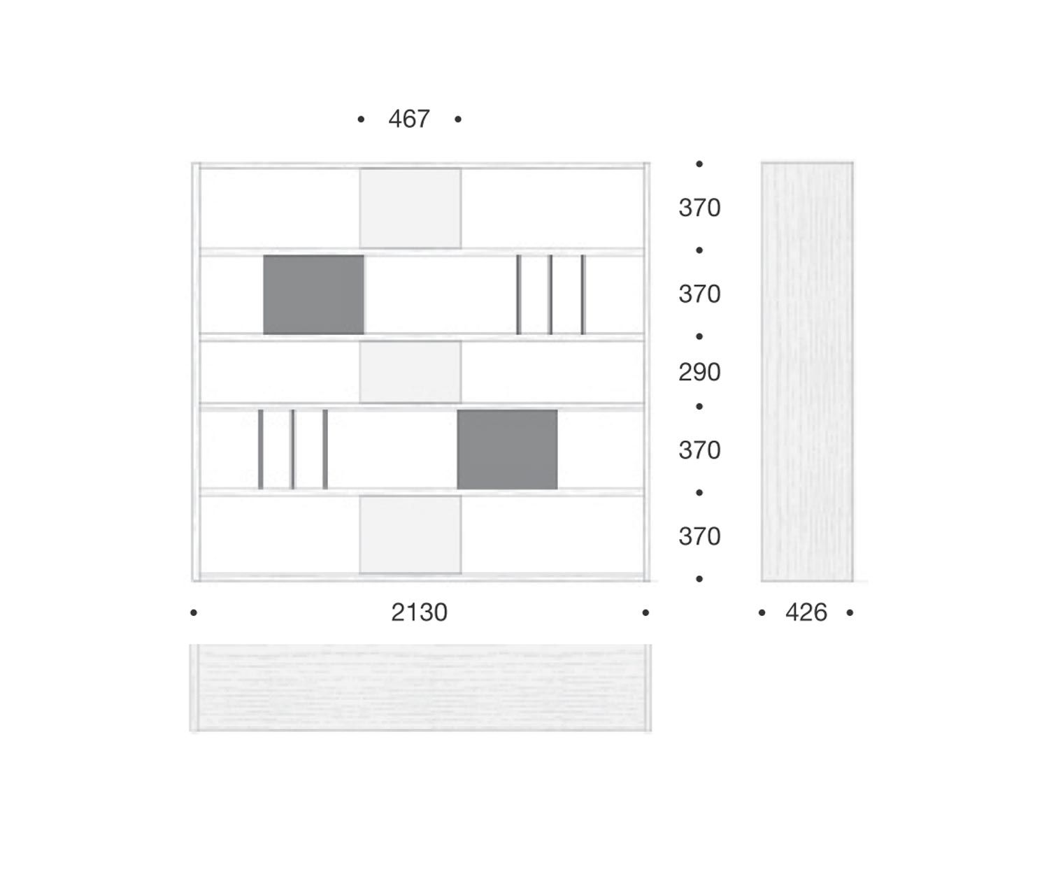 Exklusives Livitalia Design Standregal C92 Raumteiler Weiß 