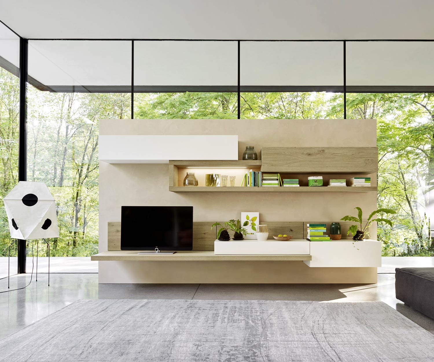 Exklusive Livitalia Design Wohnwand C26 in Eiche Natur furniert
