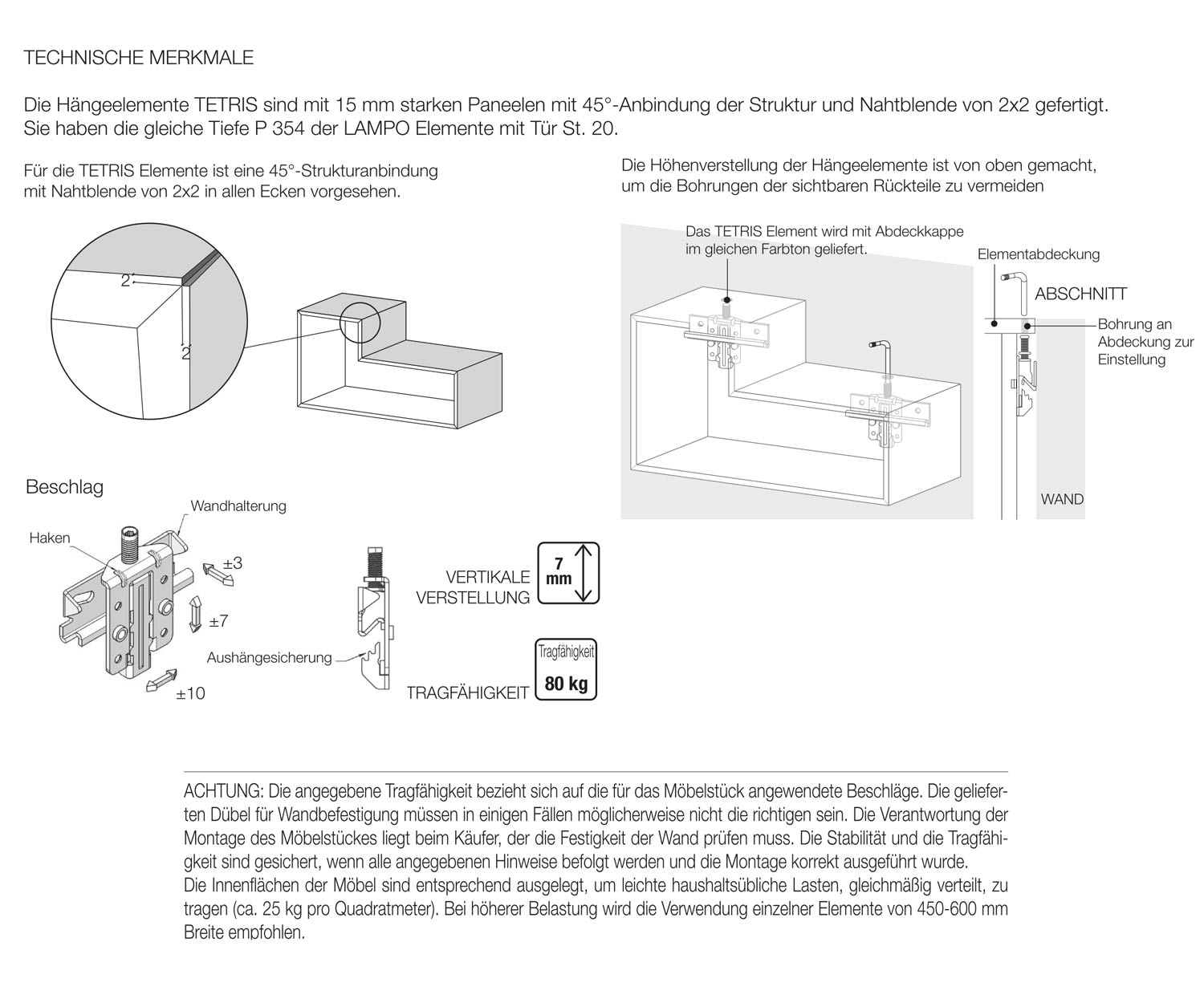 Livitalia Modules muraux Tretis Ferrures Instructions pour l'accrochage
