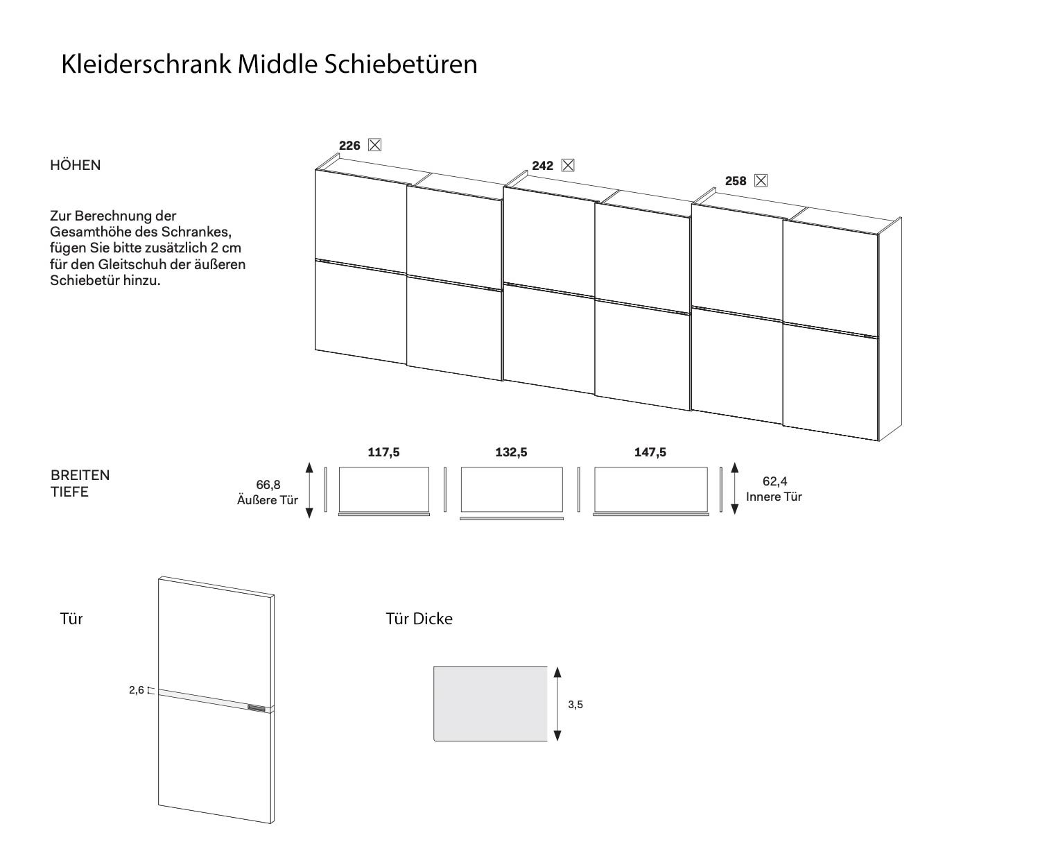 Skizze Maße Größenangaben Größen Novamobili Middle Schrank