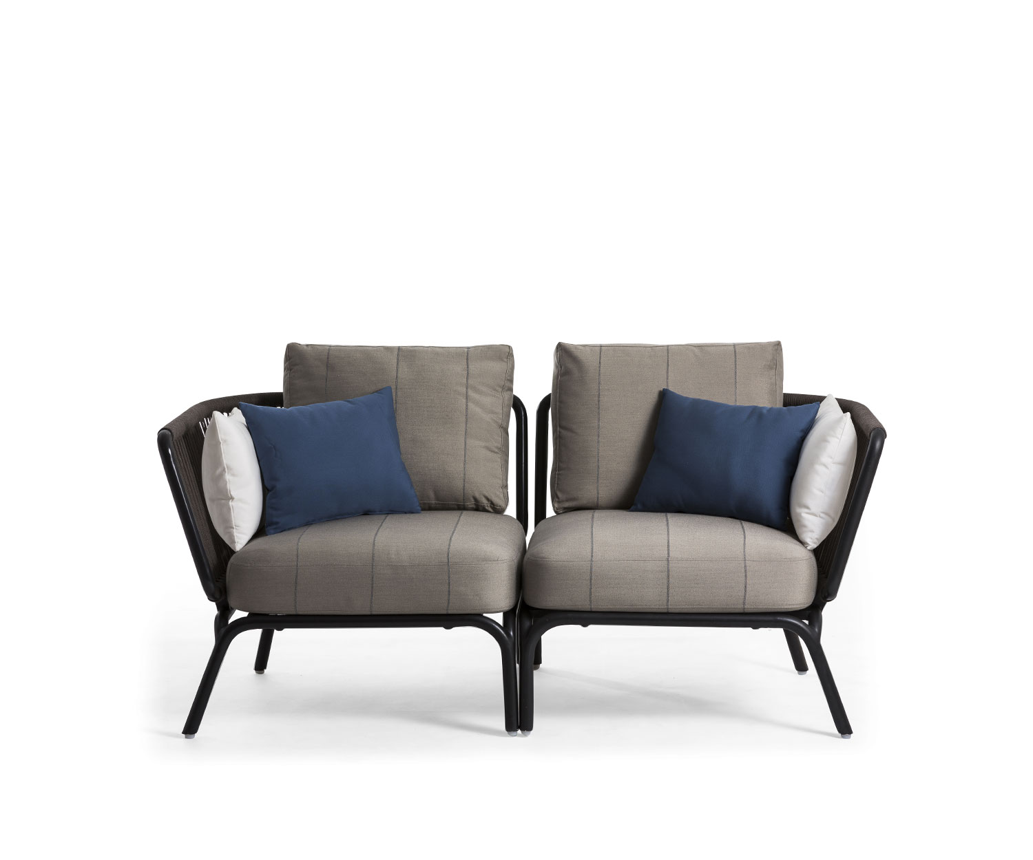 Oasiq Yland Banc d'angle Canapé design avec structure en aluminium gris foncé et revêtement rembourré gris