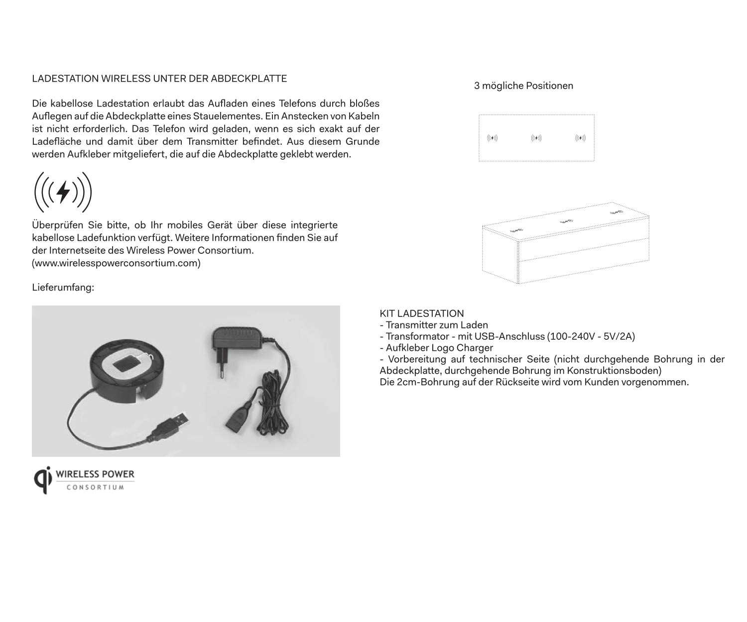 Design Nachttisch Qi Ladestation Anleitung