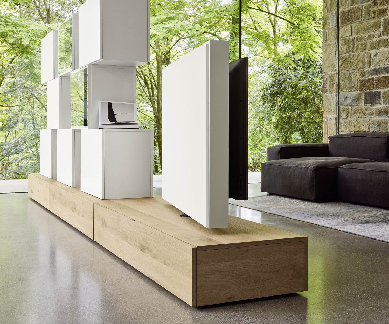 Livitalia Meuble-paroi design C46 avec vue sur le panneau arrière