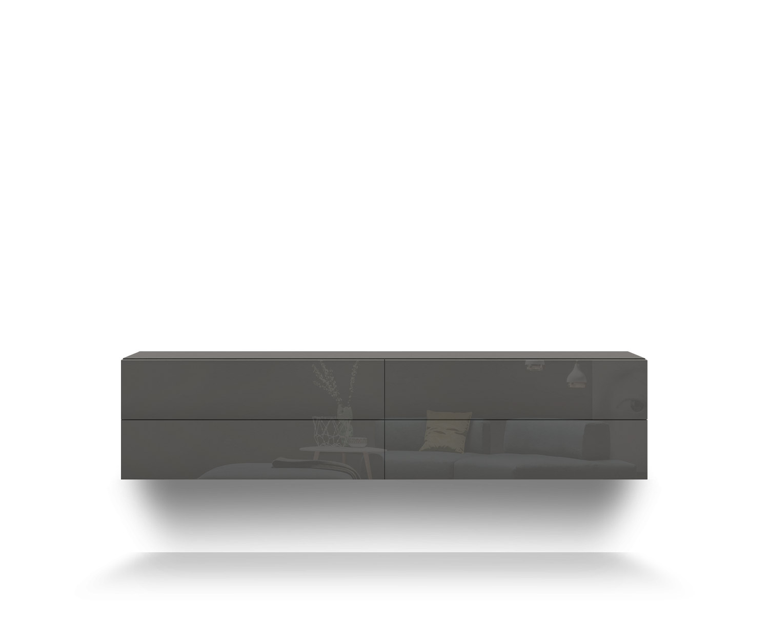 Cassettiera a muro Easy 4 cassetti grigio scuro lucido